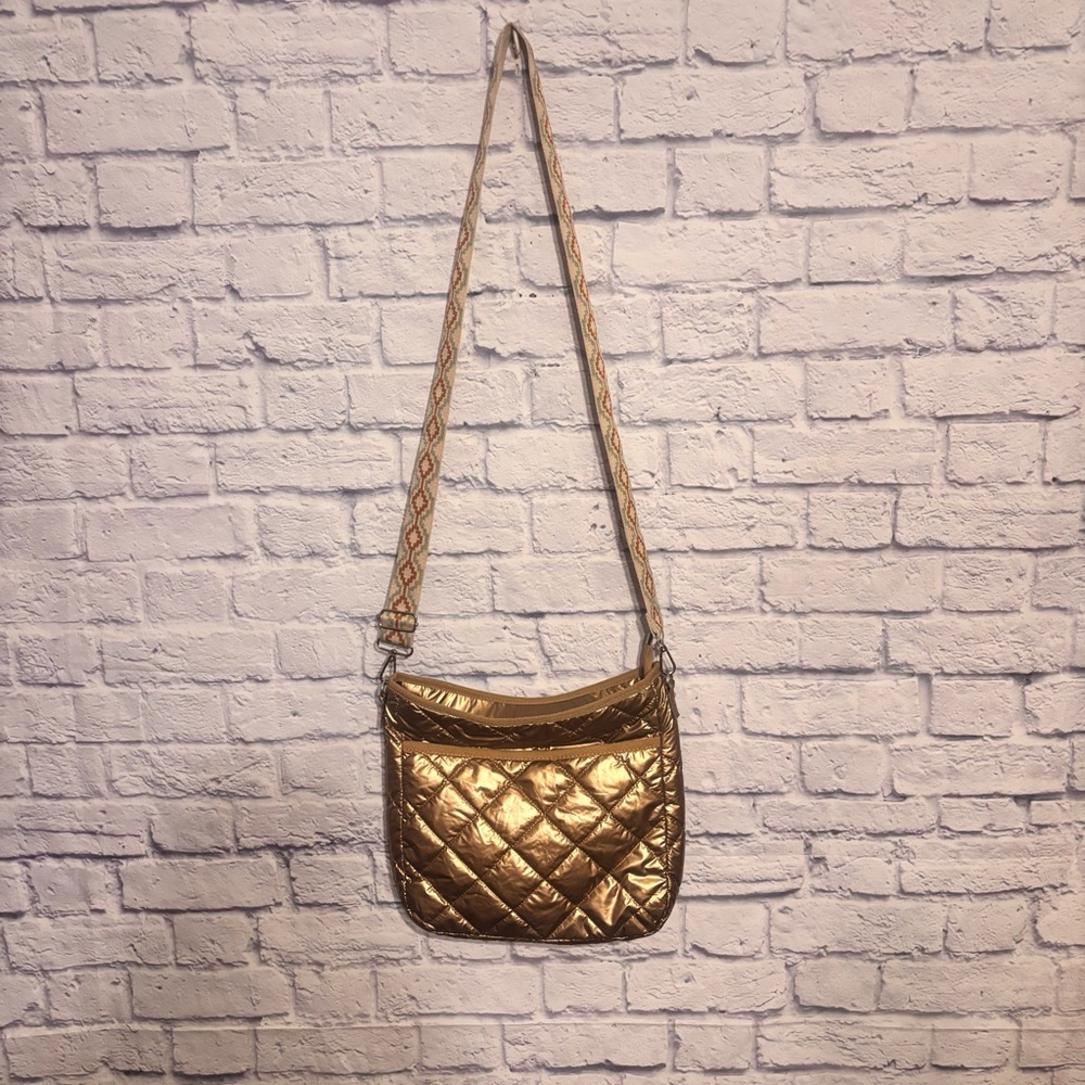 Gold Quilted Crossbody Bag